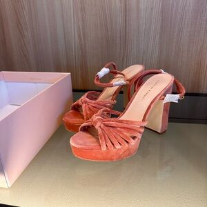 Loeffler Randall Coral Velvet Platform Heels